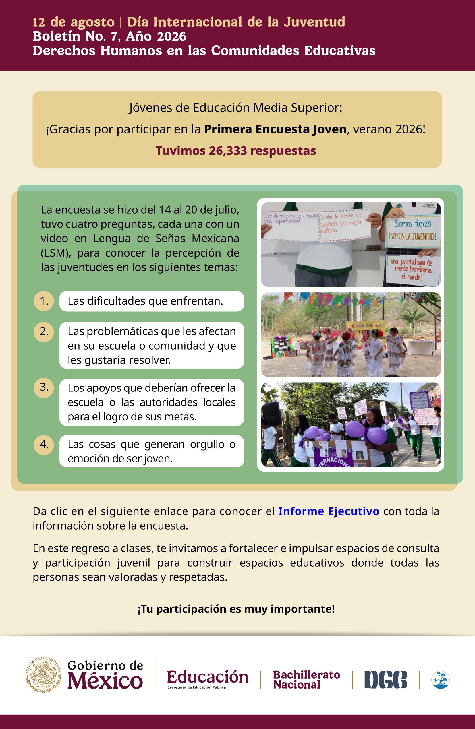 Boletín 12 de agosto Dia Internacional de la Juventud
